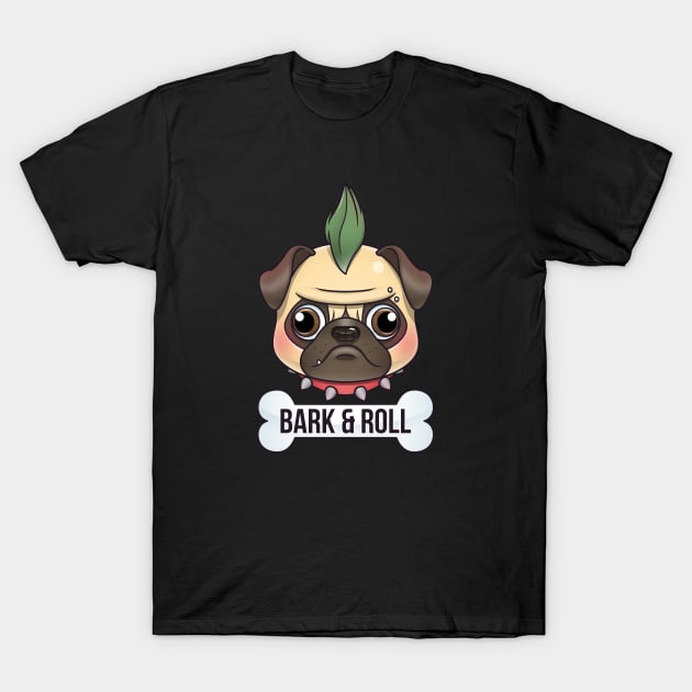 Punk Pug Dog T-Shirt by fliktoons